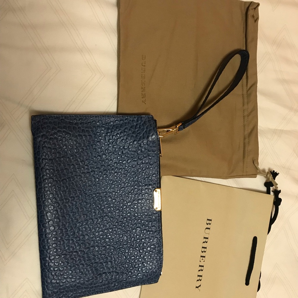 Light Blue Burberry Wristlet